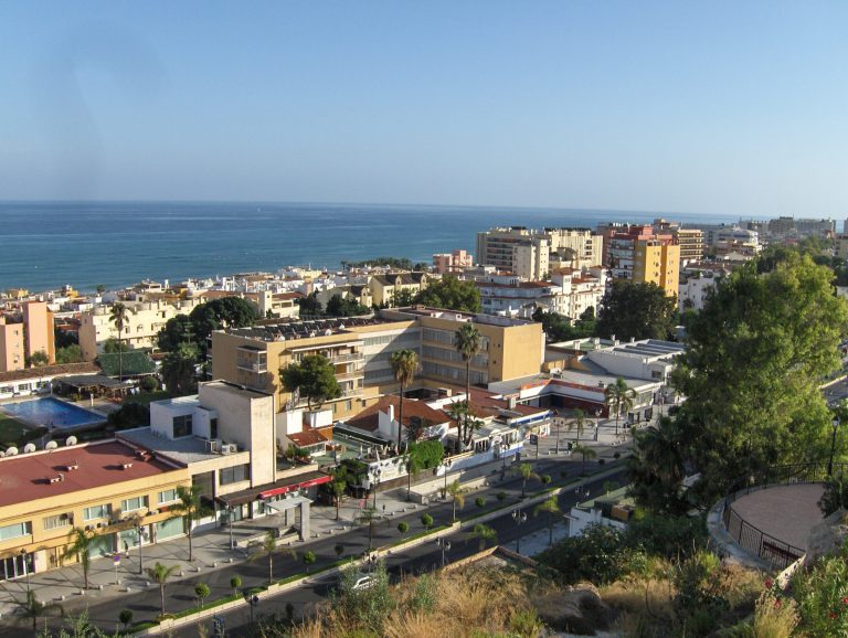 'View over La Carihuela and the sea from Parque de la Batería in Torremolinos'